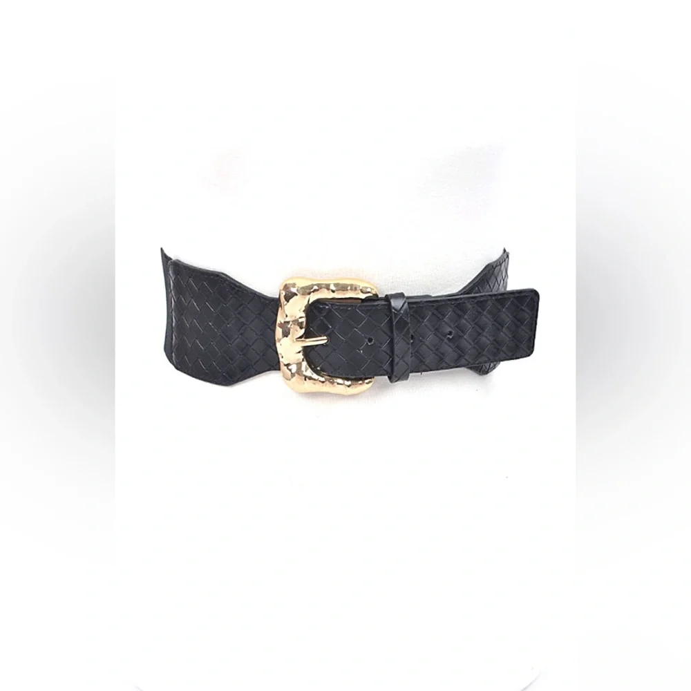 Vegan Leather Wide Elastic Statement Belt